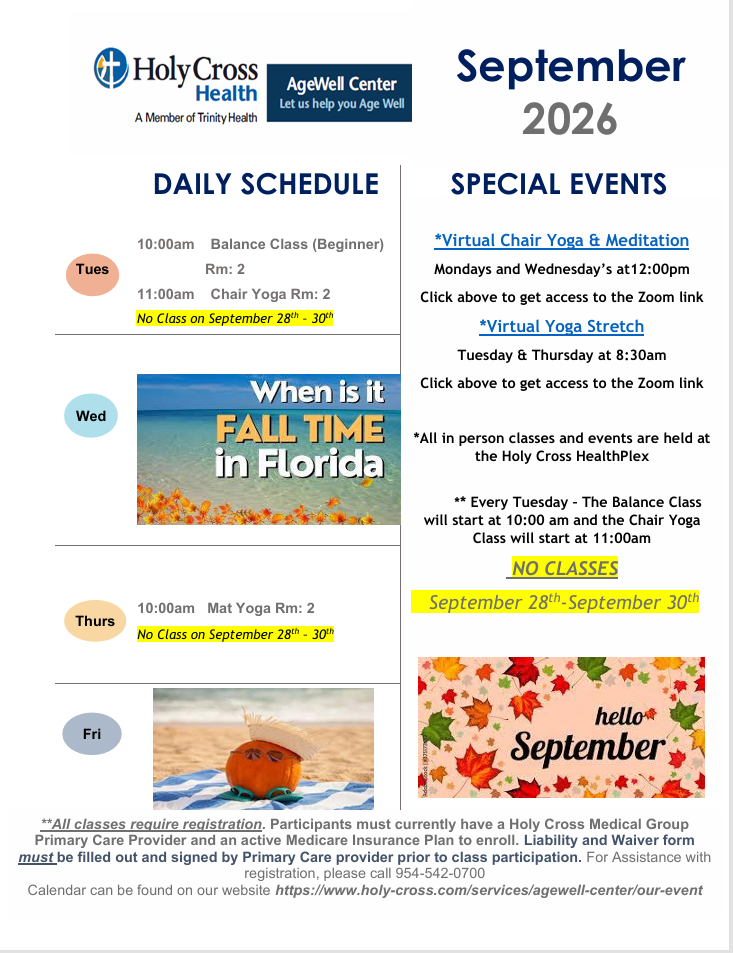 September AgeWell Calendar 
