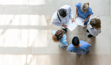 doctors in circle from above